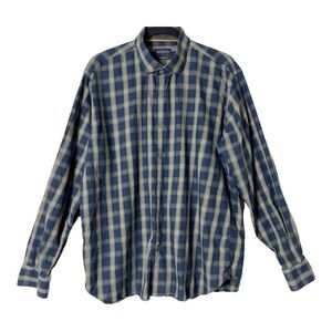 Gem Malki Men’s Modern Fit Navy Brown Button Down Shirt Size Extra Large